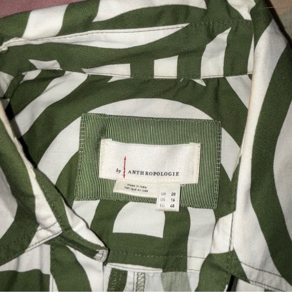 Anthropologie Poplin Shirt Dress - Kelly Green Size 16 - Picture 6 of 10
